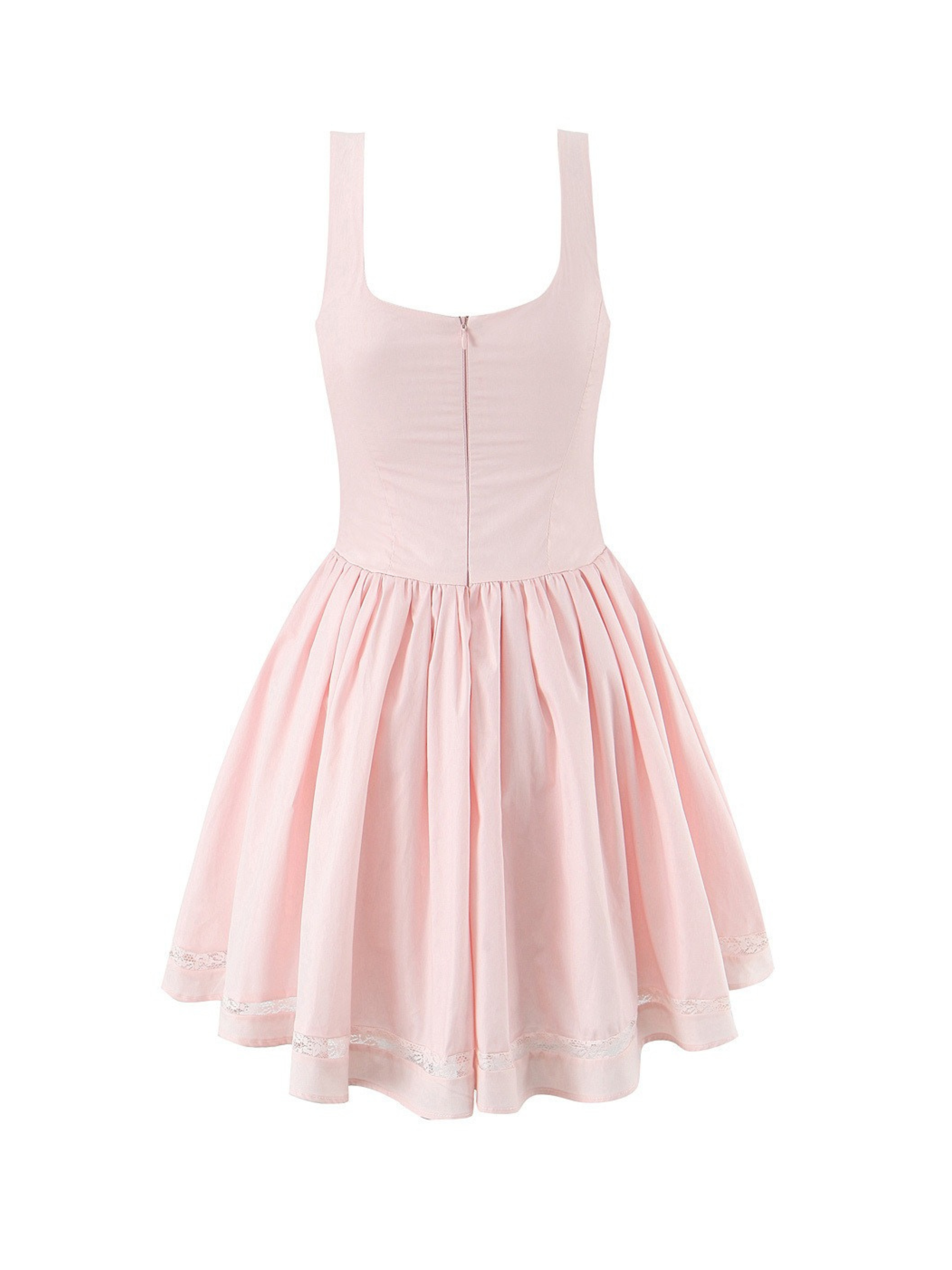 Elifa Blush Bow Pocket Mini Dress