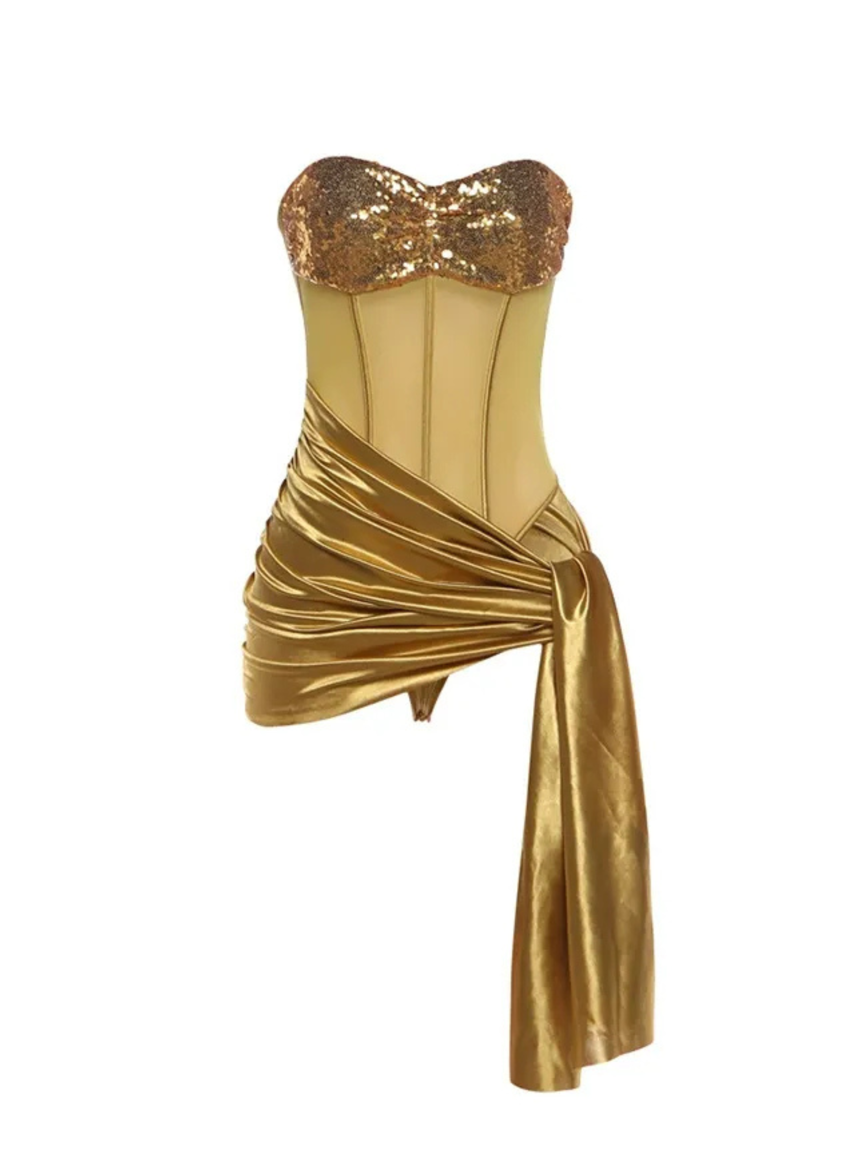 Orina Gold Sequin Corset Mini Dress