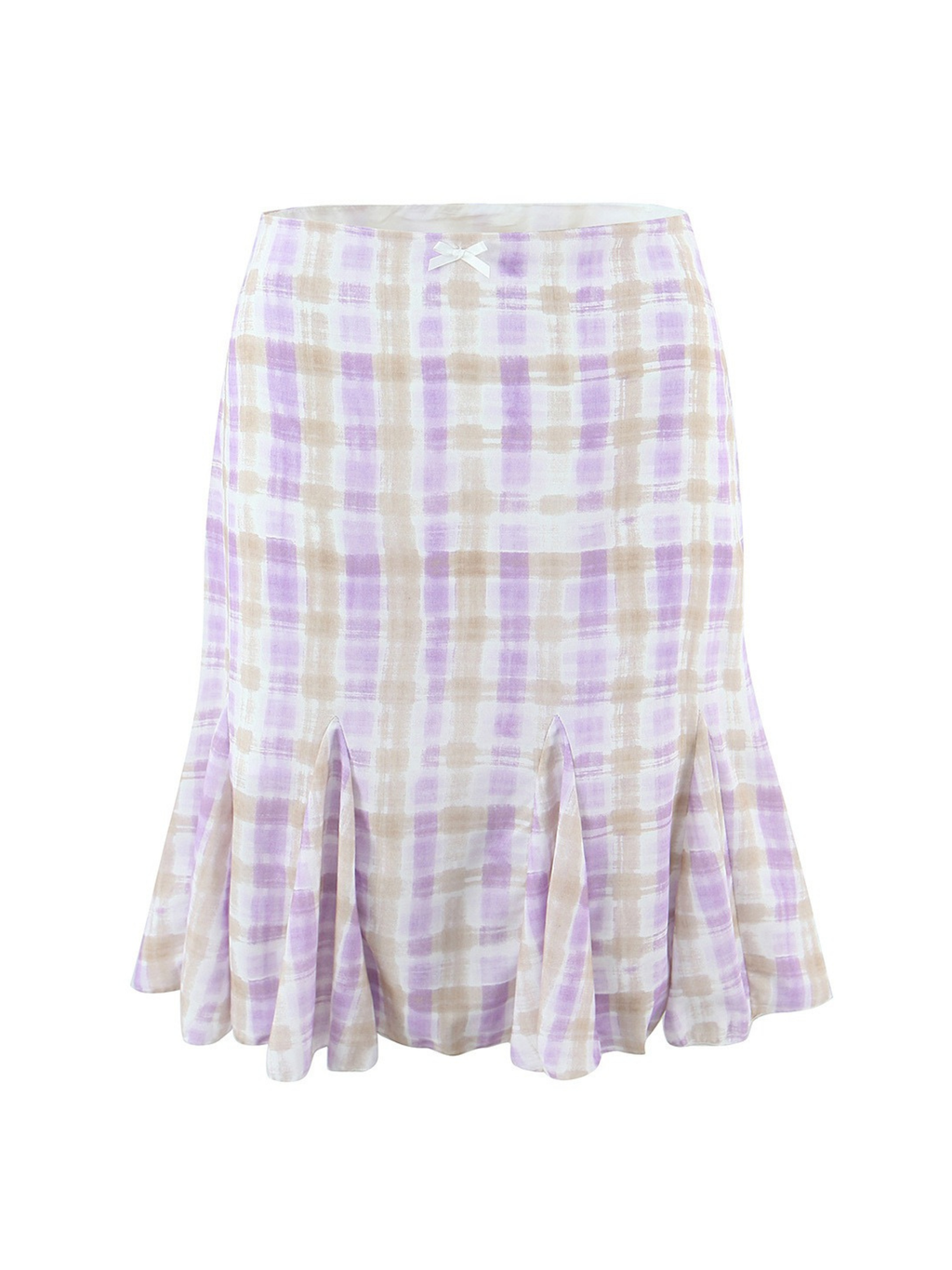 Delin Plaid Lace Trim Top & Midi Skirt Set