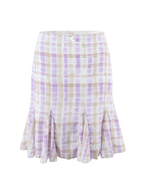 Delin Plaid Lace Trim Top & Midi Skirt Set