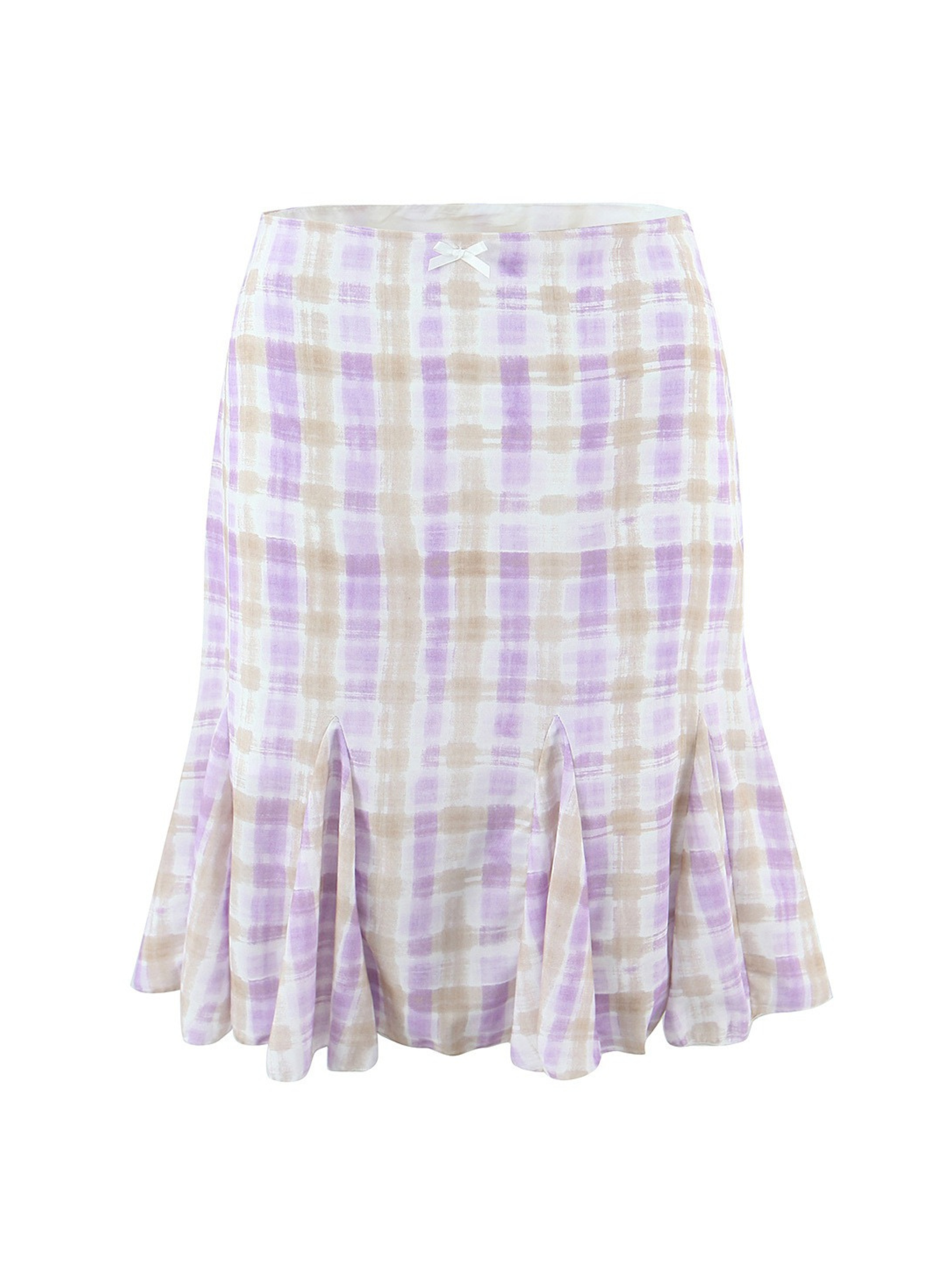 Delin Plaid Lace Trim Top & Midi Skirt Set