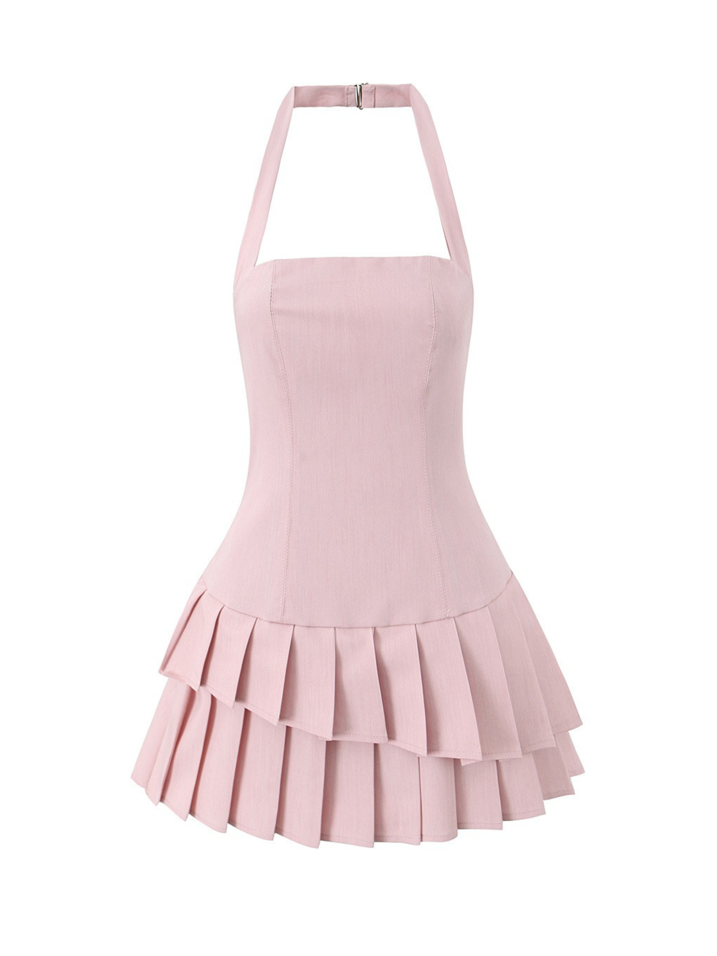 Mirana Halter Pleated Mini Dress