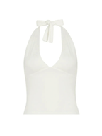 Deep V Halter Tie Top- Polka Dots