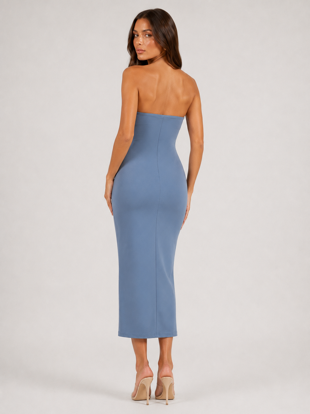 Velira Strapless Midi Dress with Tie Detail