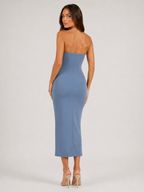 Velira Strapless Midi Dress with Tie Detail