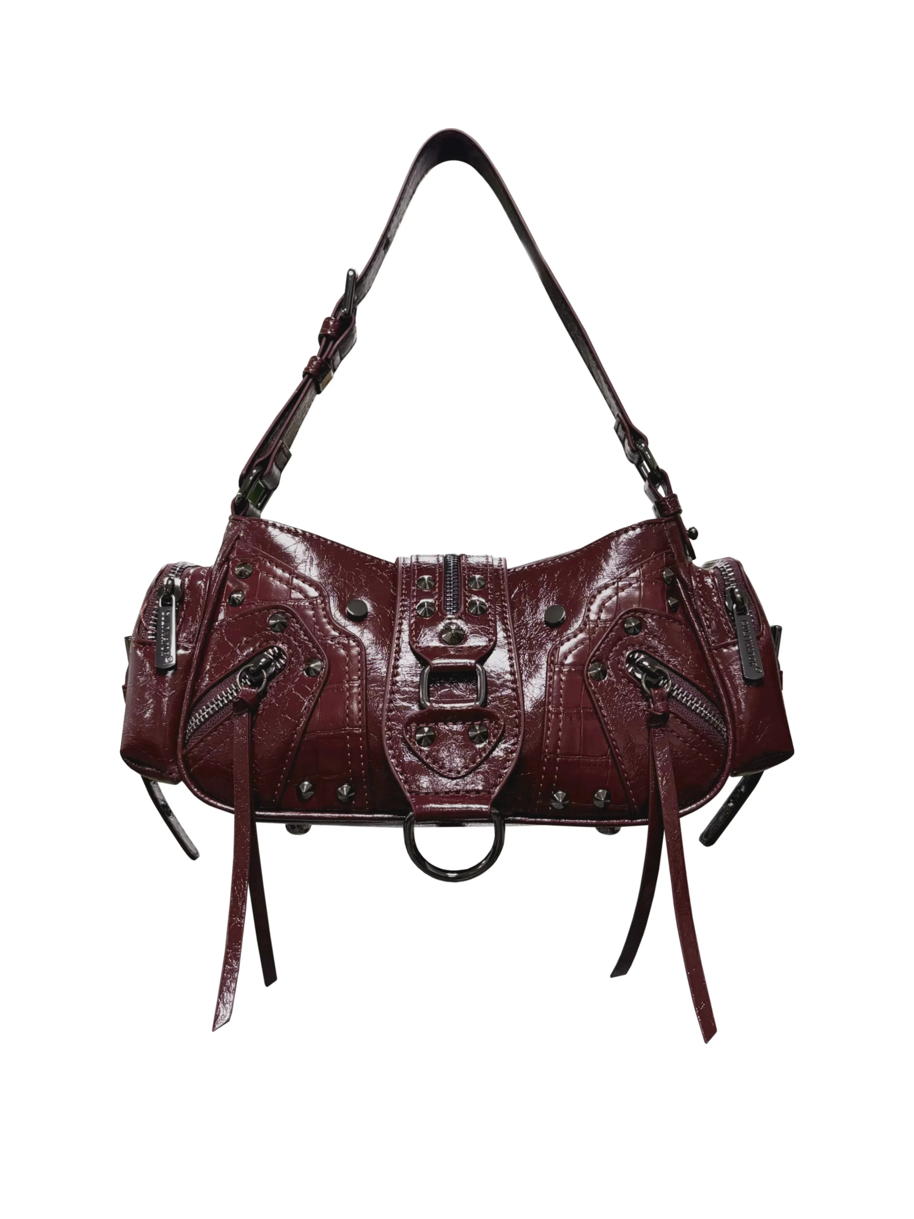 Phoebe Studded Croc-Effect Shoulder Bag
