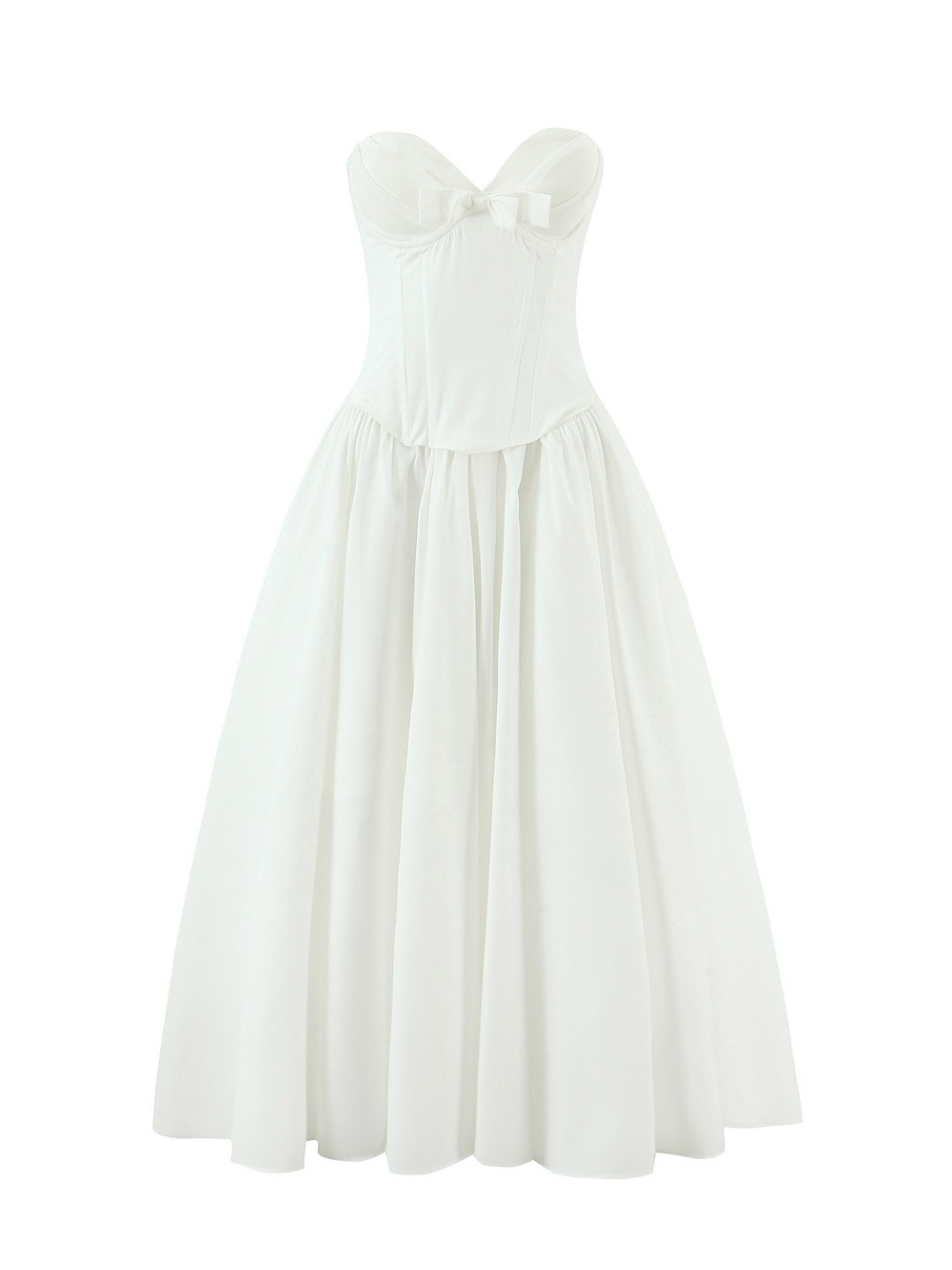 Perin Strapless Bow Corset Midi Dress