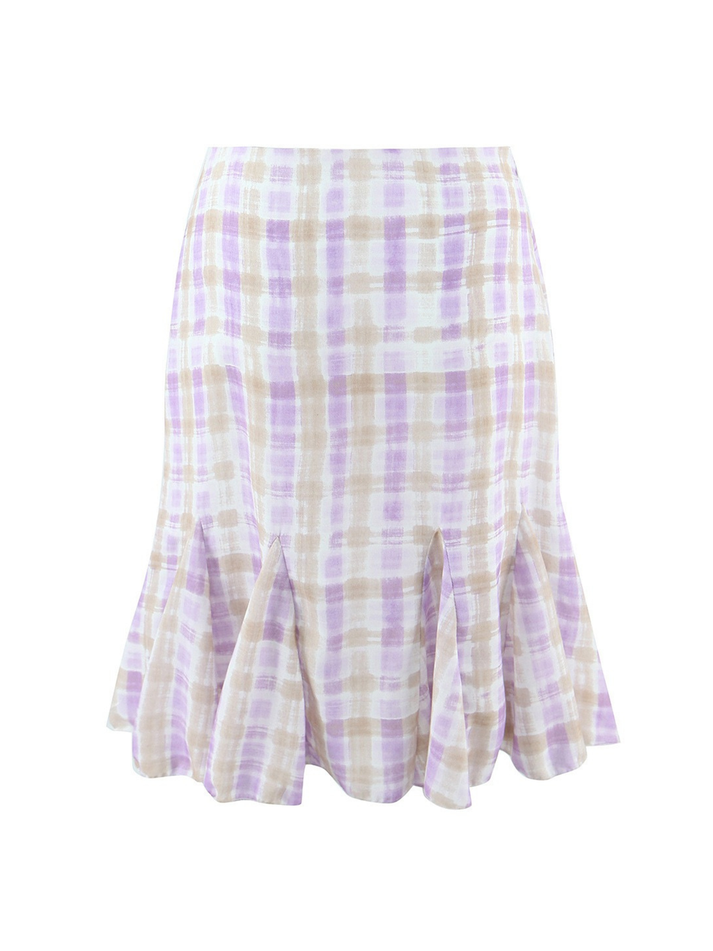 Delin Plaid Lace Trim Top & Midi Skirt Set
