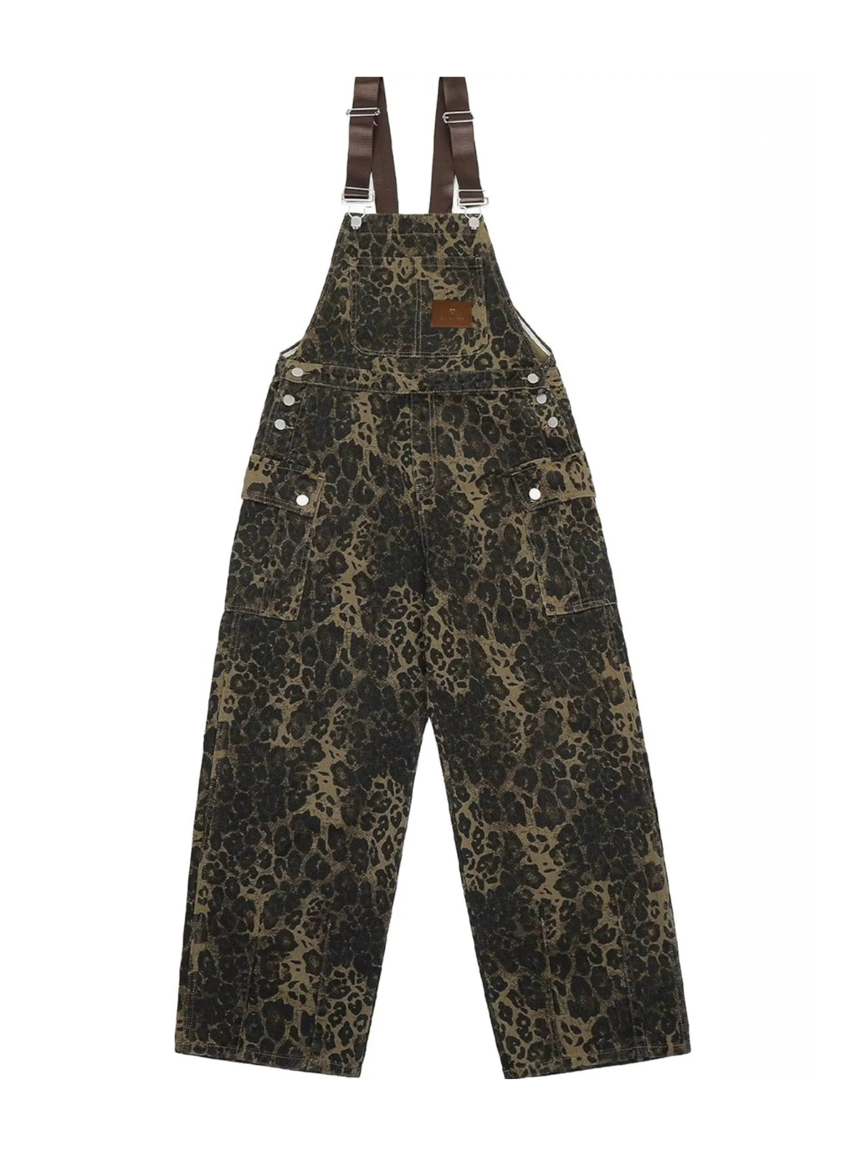 Rania Leopard Print Wide Leg Overalls