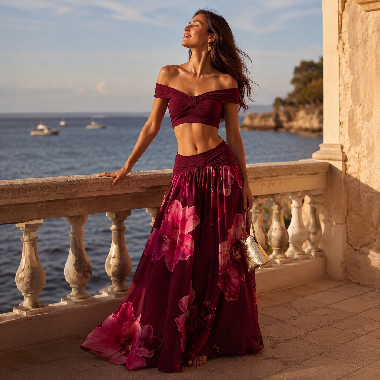 Thaliah Floral Two-Piece Maxi Skirt Set