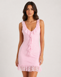 Calista Lace Ruffle Mini Dress