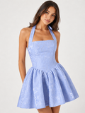 Doreva Jacquard Halter Mini Dress