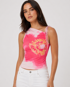 Eleni Floral One Shoulder Mesh Top