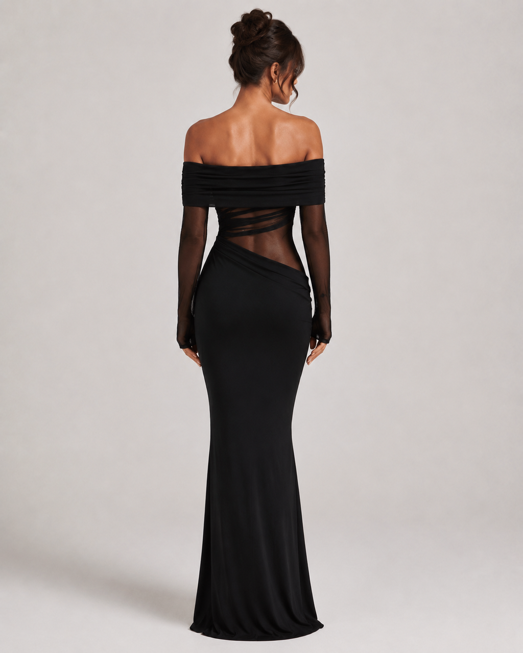 Elvina Off-Shoulder Mesh Maxi Dress