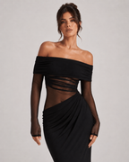 Elvina Off-Shoulder Mesh Maxi Dress