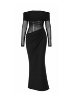 Elvina Off-Shoulder Mesh Maxi Dress