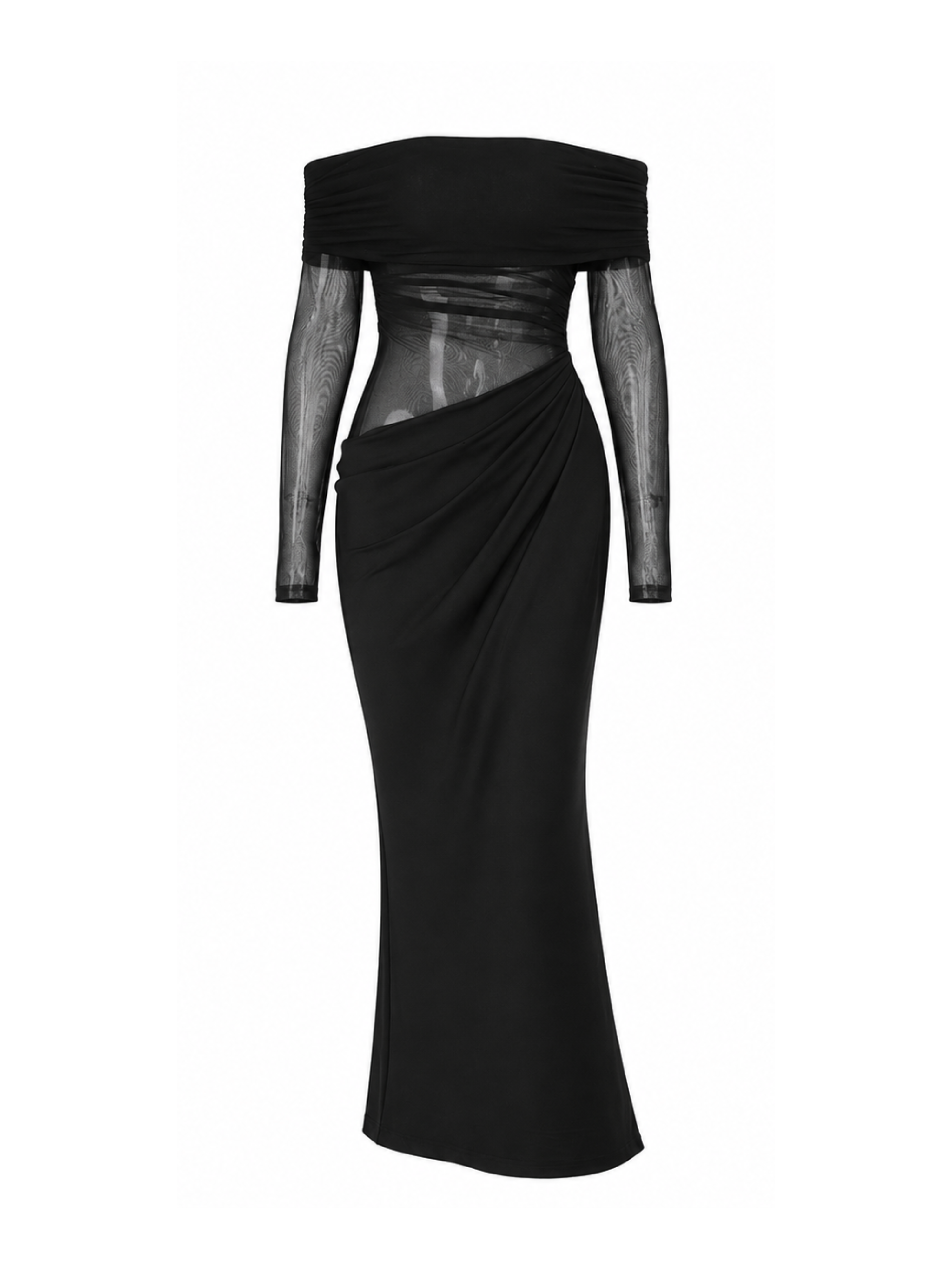 Elvina Off-Shoulder Mesh Maxi Dress