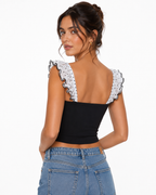 Evorin Polka Dot Ruffle Corset Top