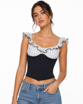 Evorin Polka Dot Ruffle Corset Top