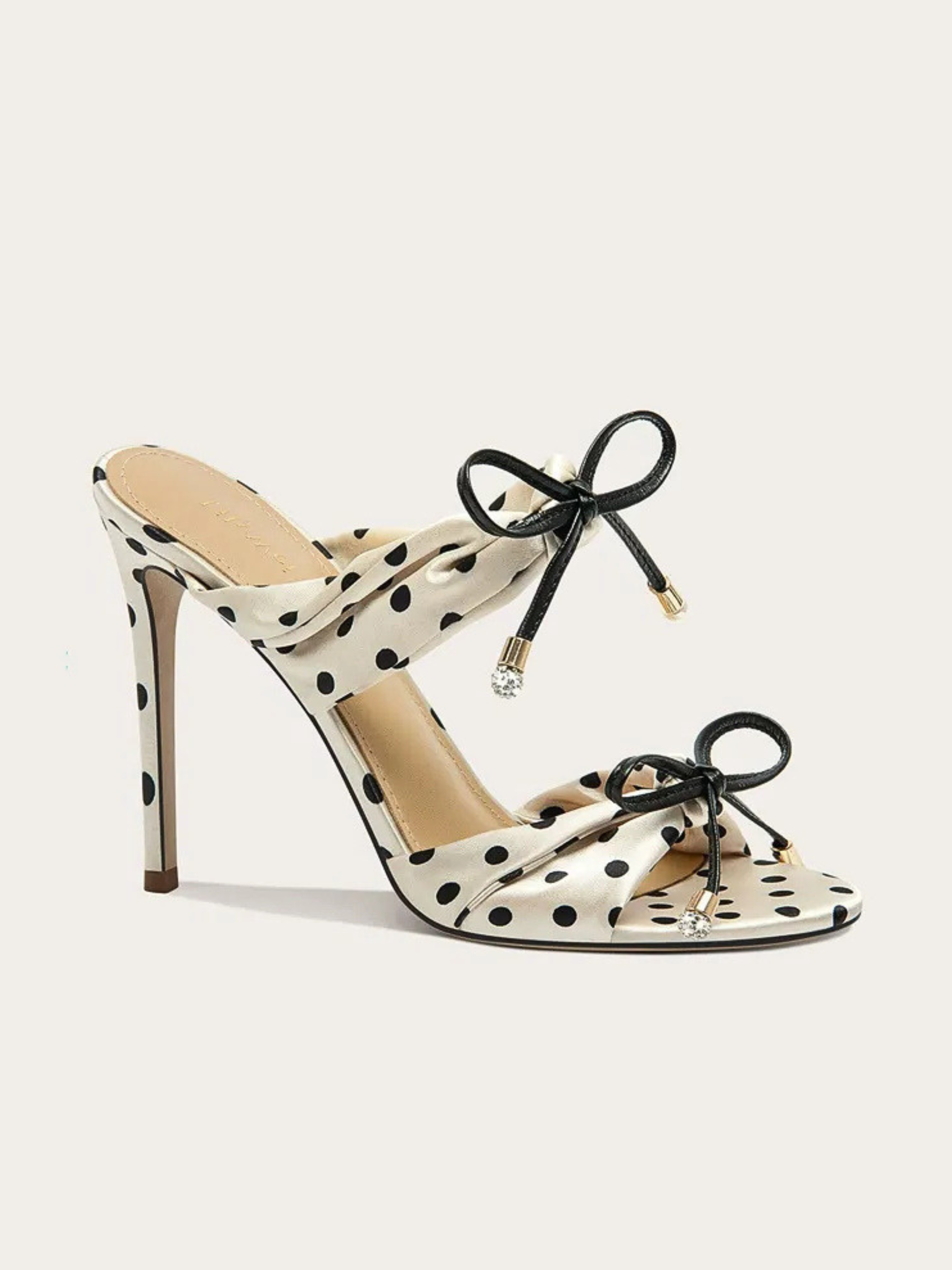 Jovita Polka Dot Bow Detail High Heel Mules
