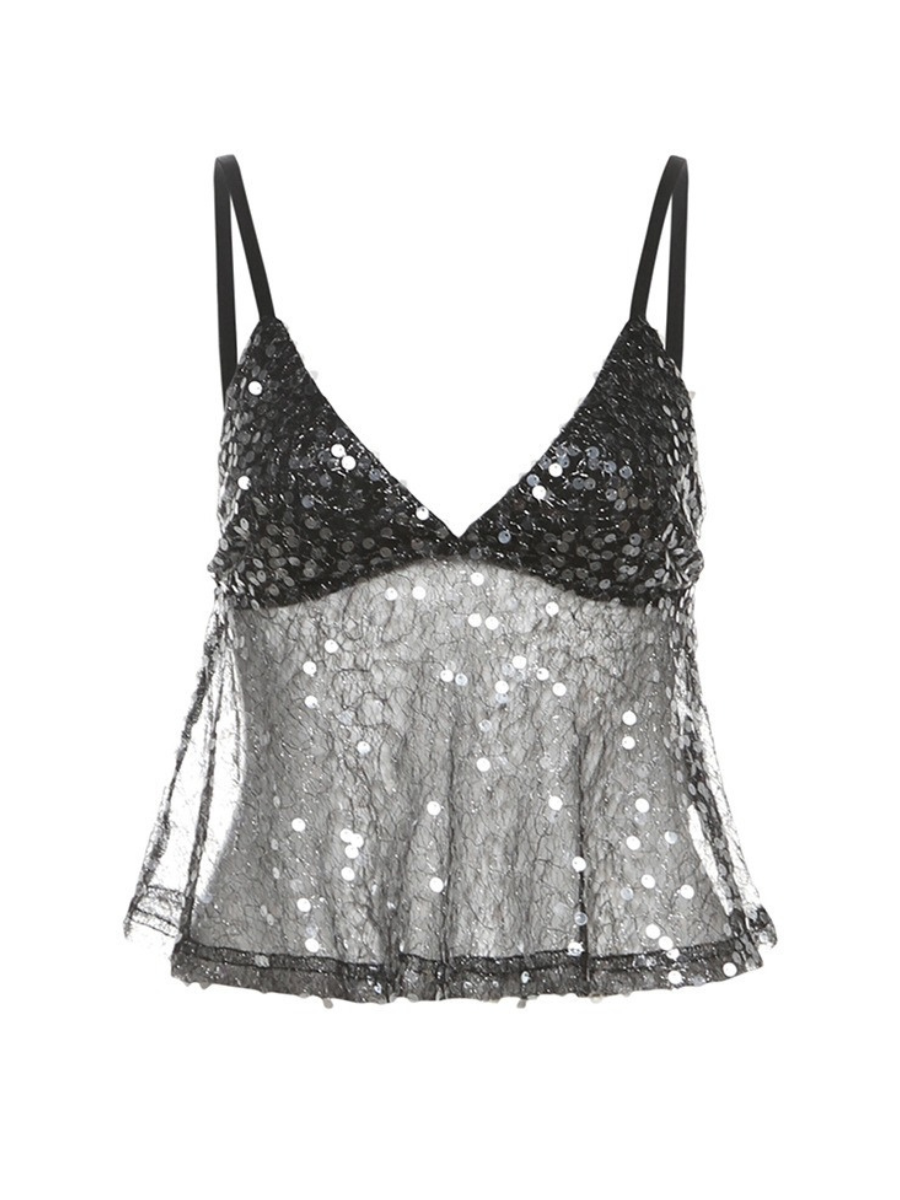 Violea Sheer Sequin Cami Top