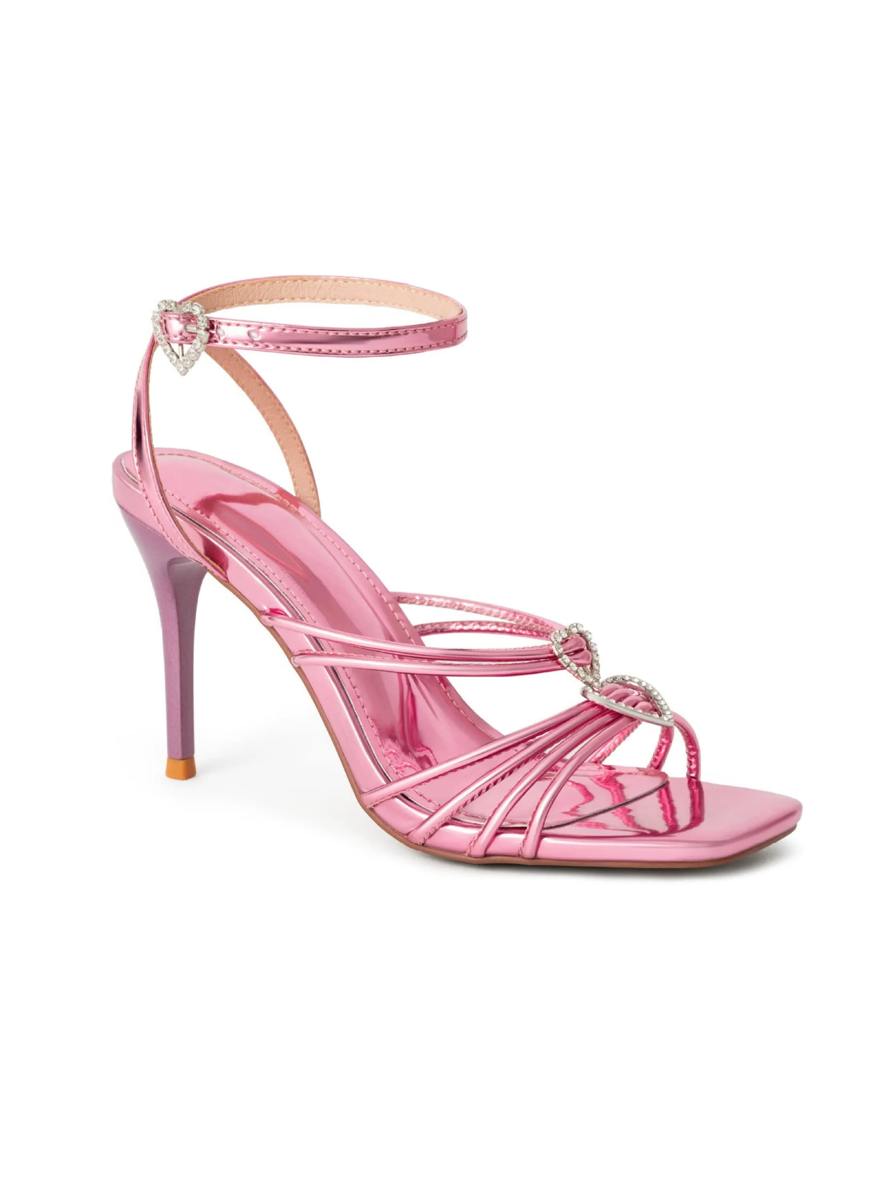 Lavinia Metallic Pink Heart Detail Strappy Heels