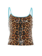Liana Leopard Sequin Cami Top