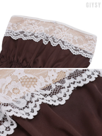 Selma Brown Satin Lace Bandeau Top