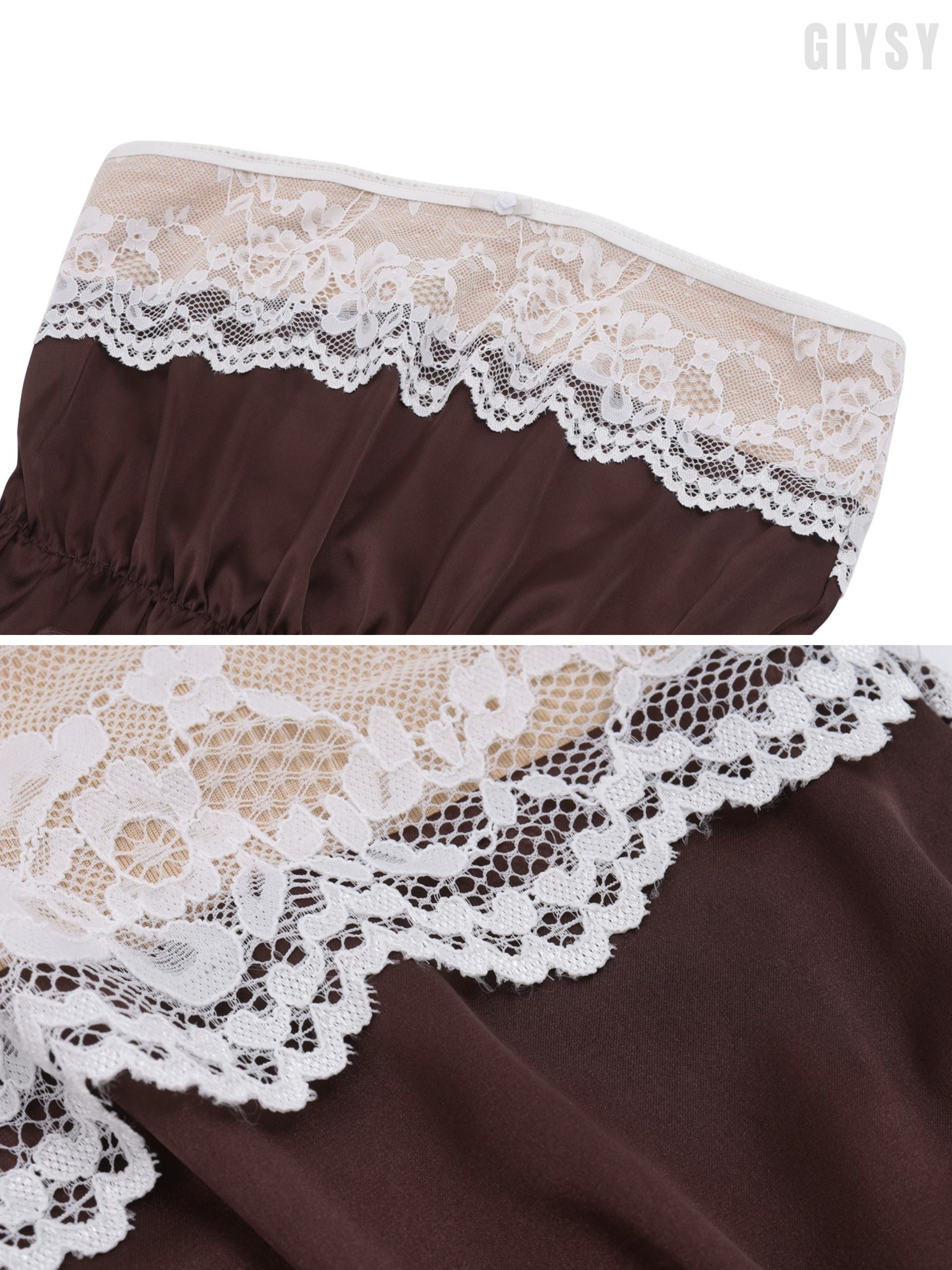 Selma Brown Satin Lace Bandeau Top