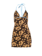 Zarela Brown Floral Halter Mini Dress