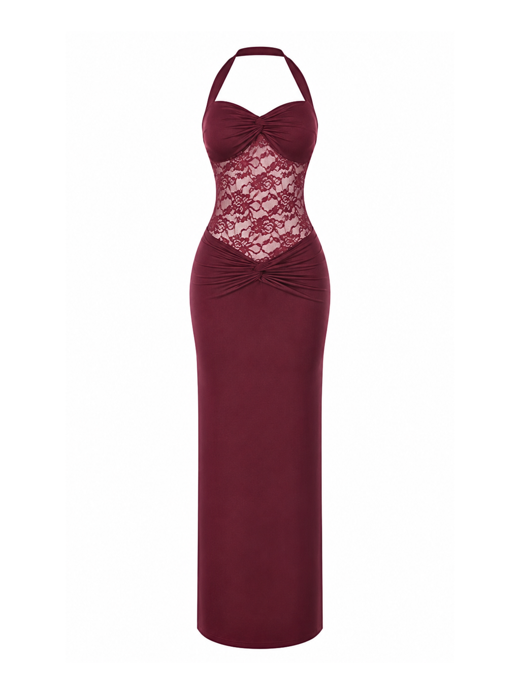 Alira Lace Panel Halter Maxi Dress