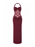 Alira Lace Panel Halter Maxi Dress