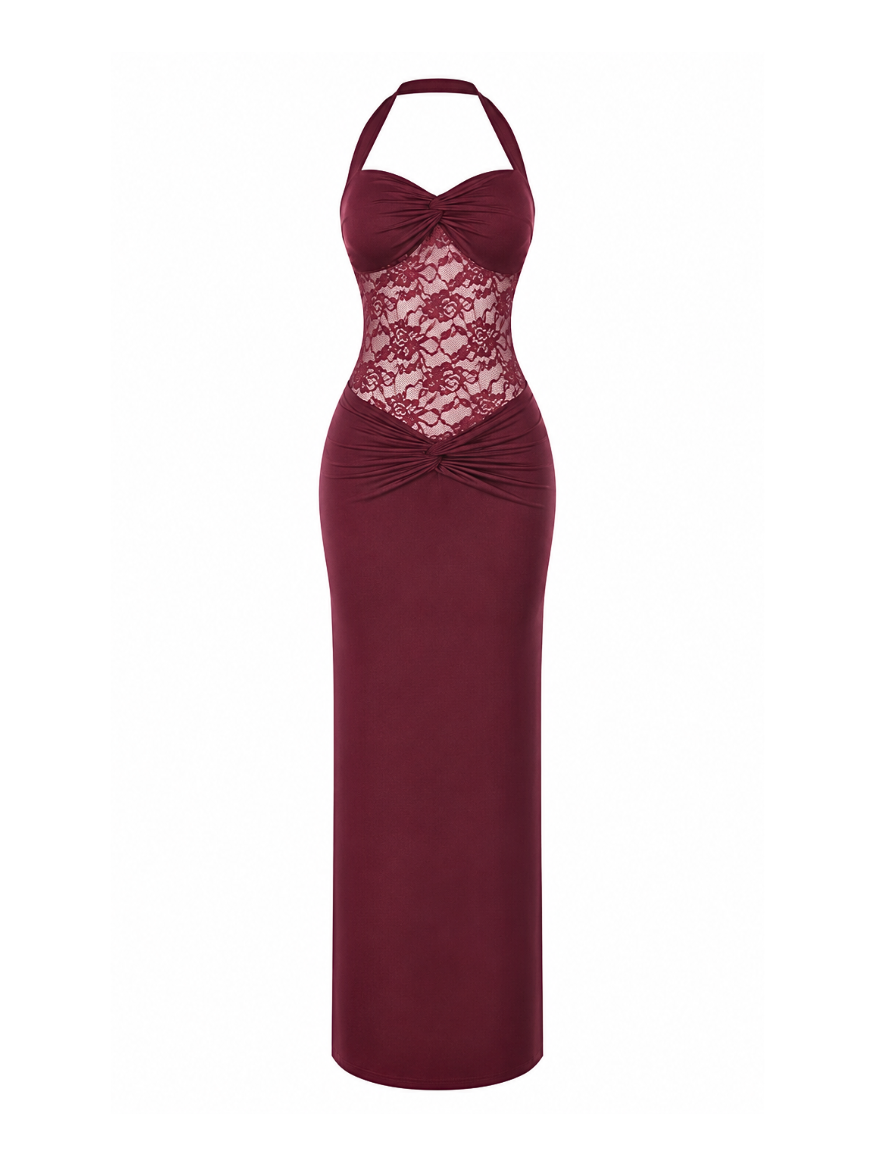 Alira Lace Panel Halter Maxi Dress