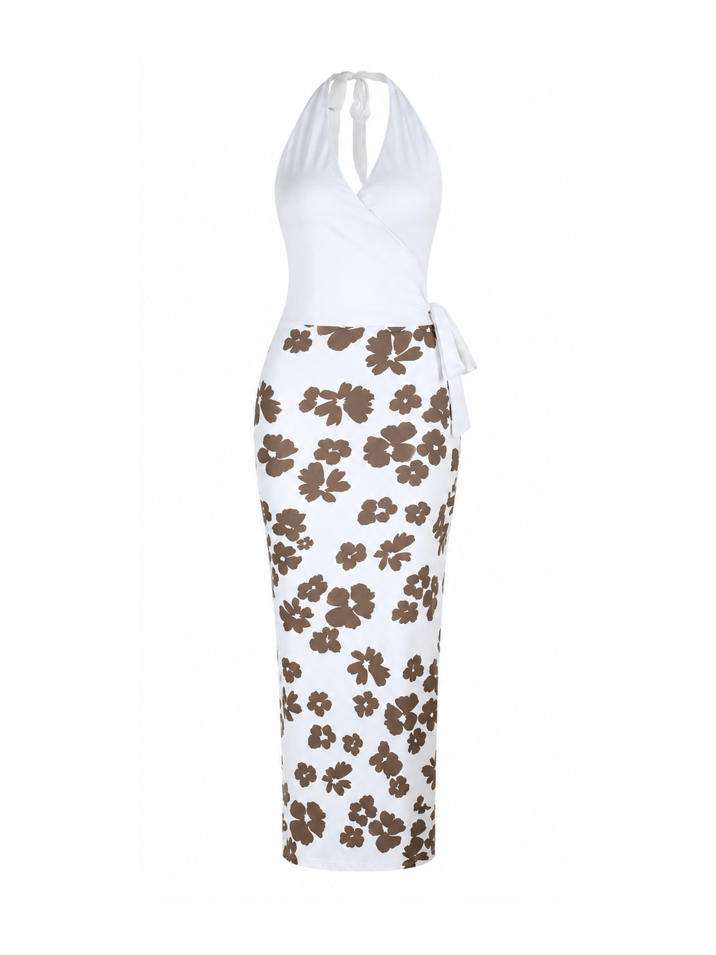 Tilora Halter Floral Maxi Dress with Side Tie