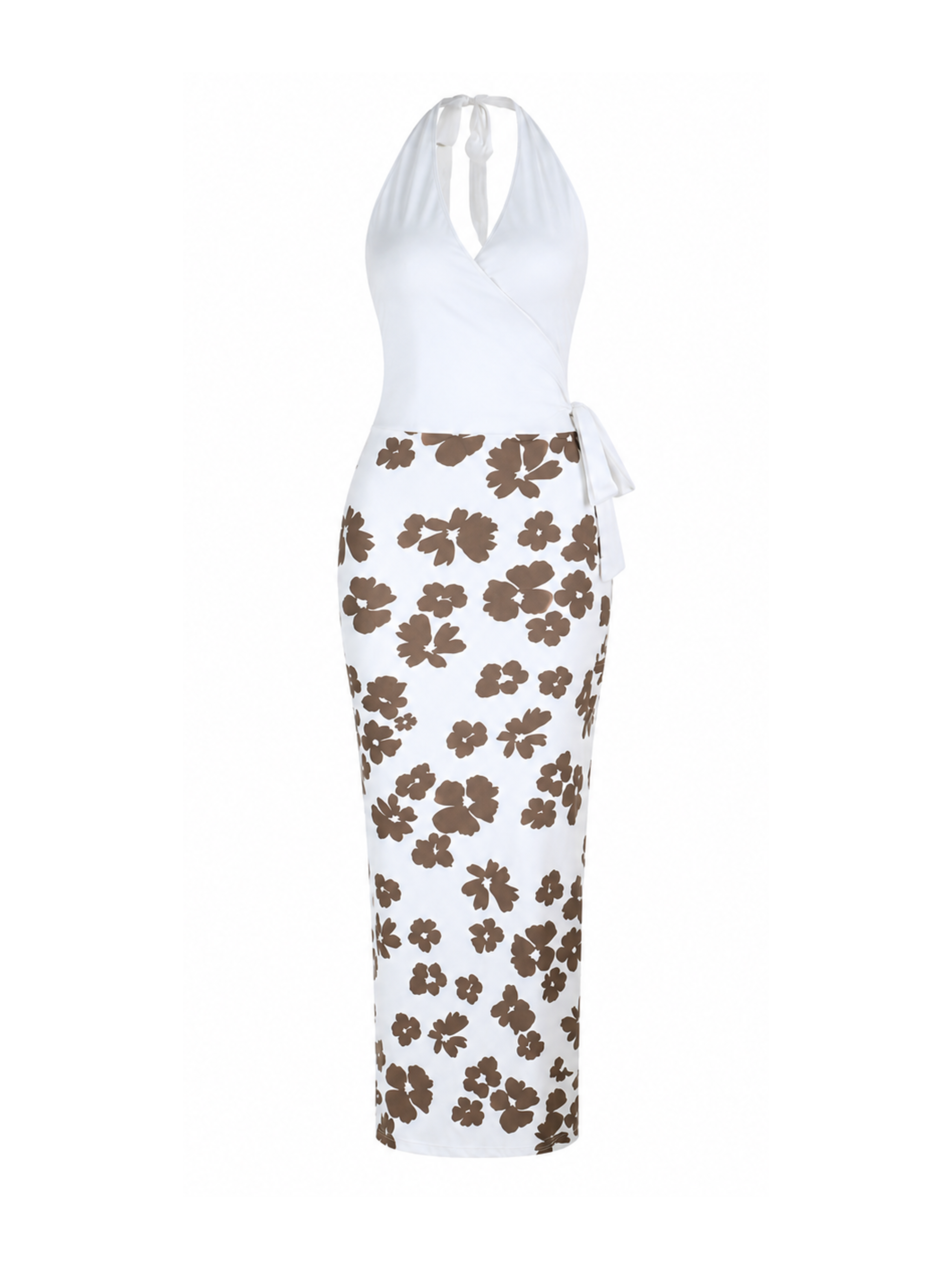 Tilora Halter Floral Maxi Dress with Side Tie