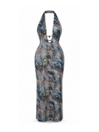 Mirka Abstract Print Halter Maxi Dress