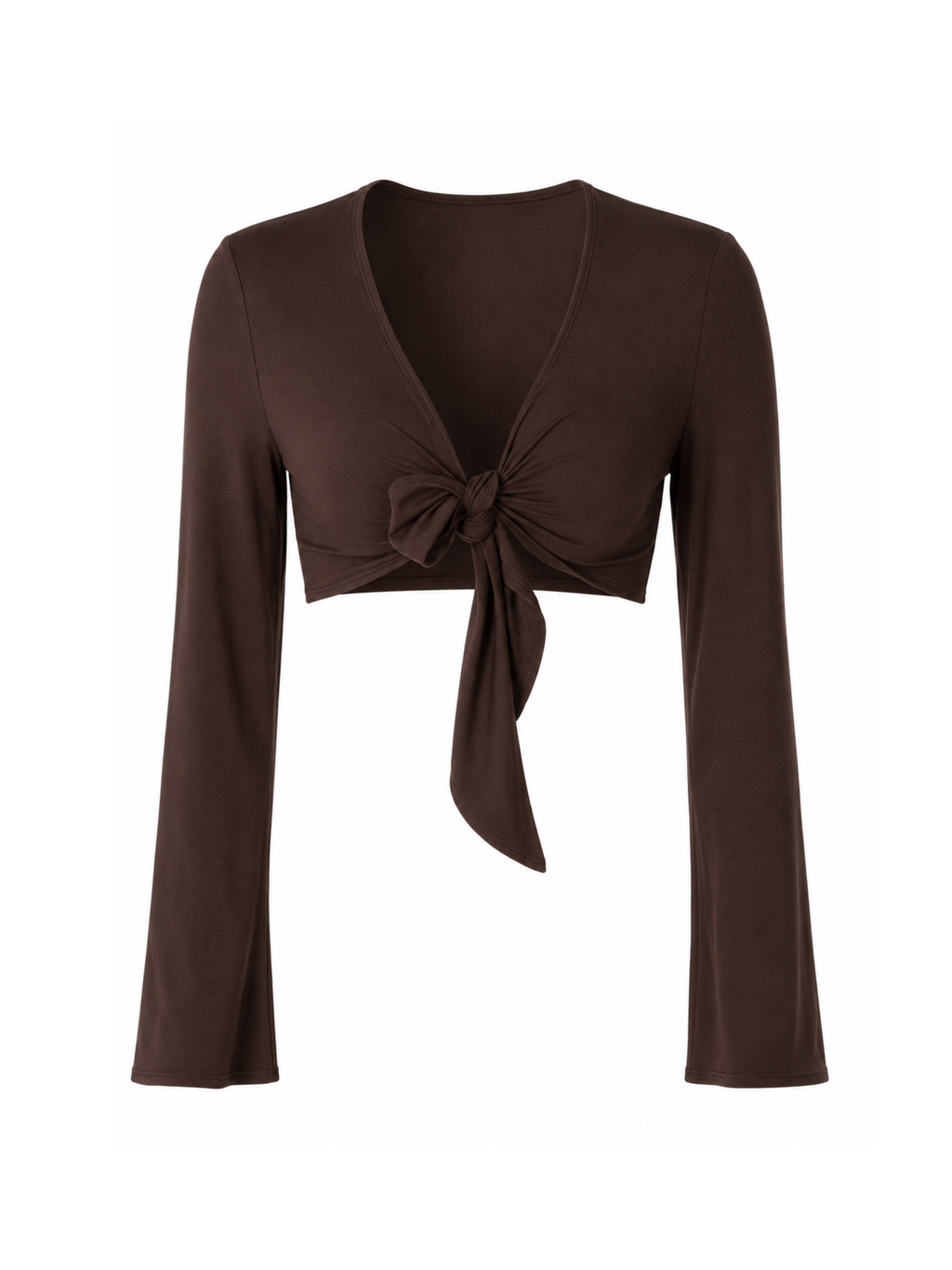 Jesra Tie-Front Long Sleeve Crop Top