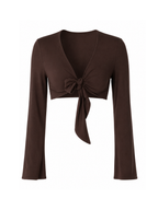 Jesra Tie-Front Long Sleeve Crop Top