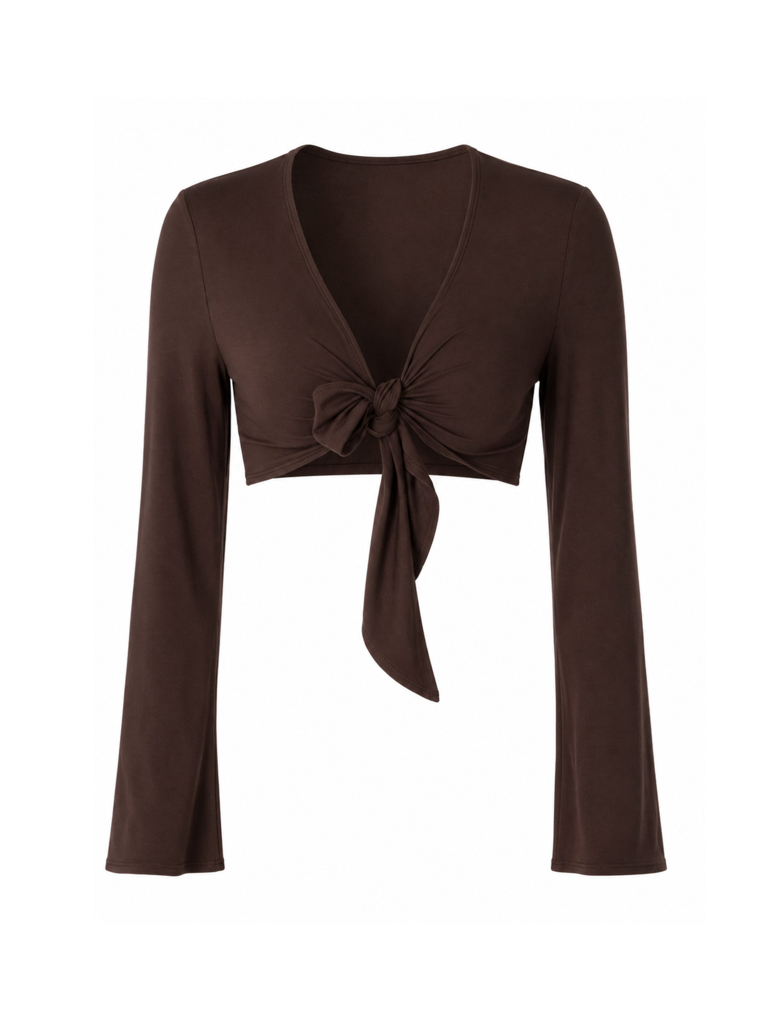 Jesra Tie-Front Long Sleeve Crop Top