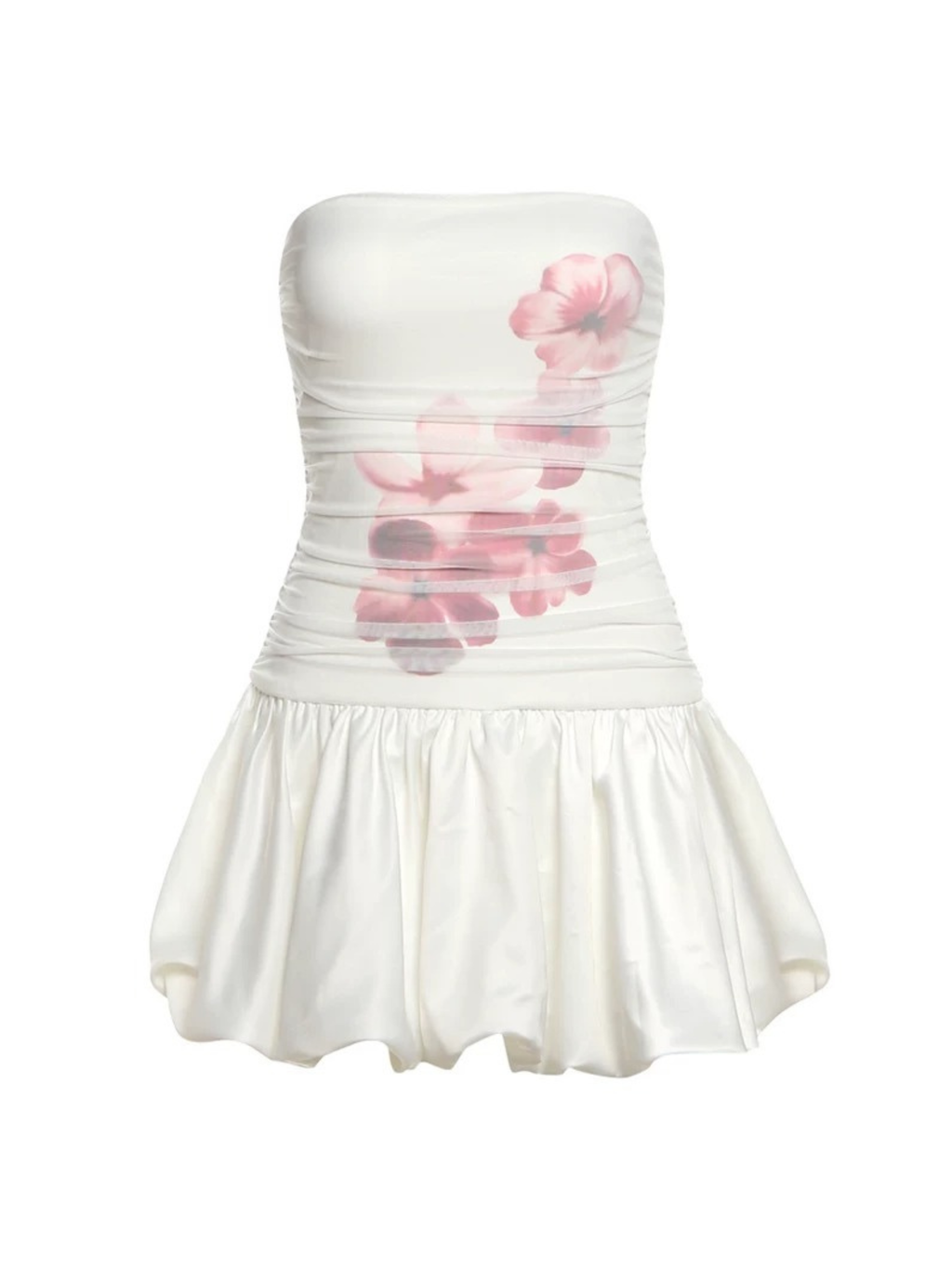 Vienna Floral Ruched Strapless Mini Dress