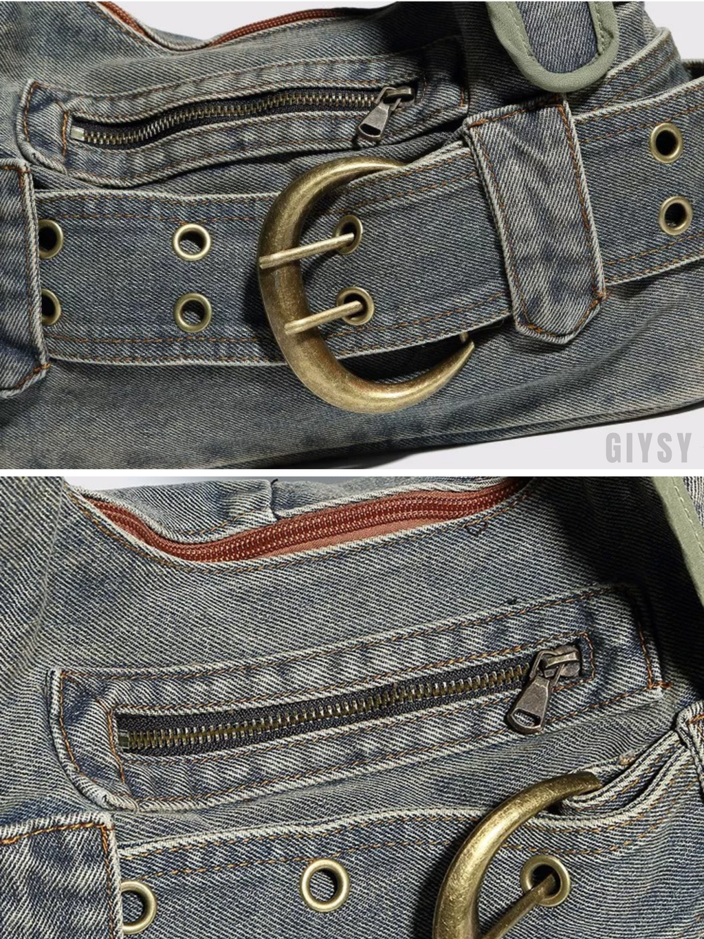 Beatrice Denim Buckle Shoulder Bag