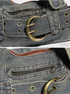 Beatrice Denim Buckle Shoulder Bag