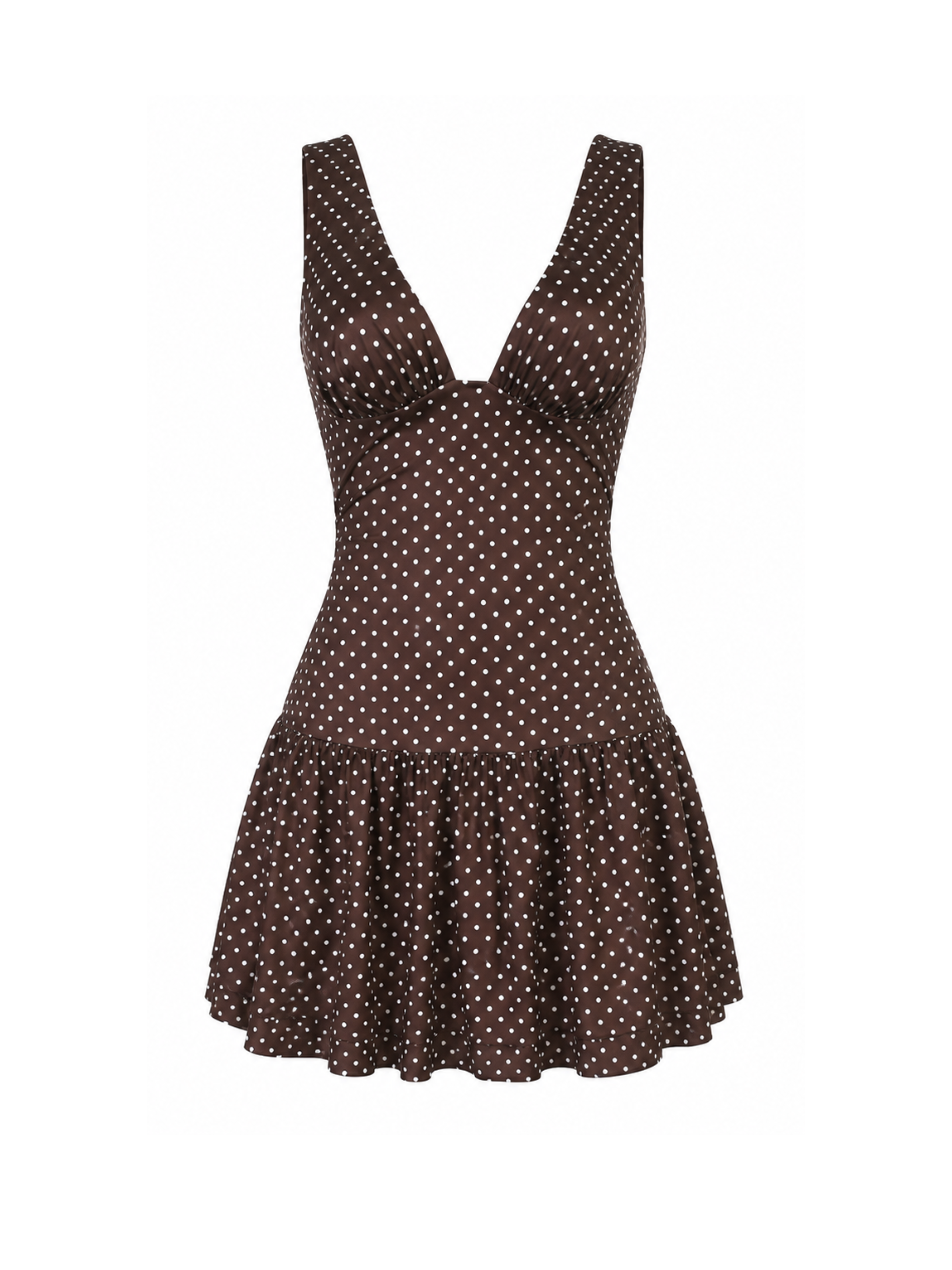 Elzine Polka Dot Deep V Mini Dress