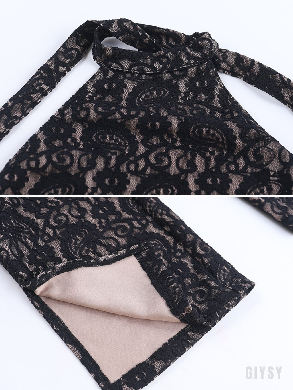 Maline Sheer Lace Halter Jumpsuit