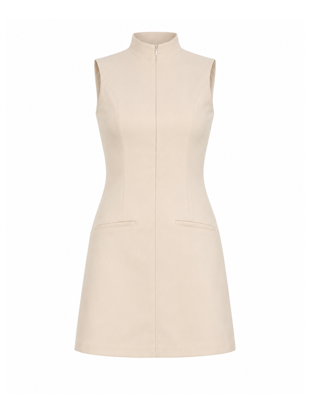 Lyra Zip-Front Structured Mini Dress