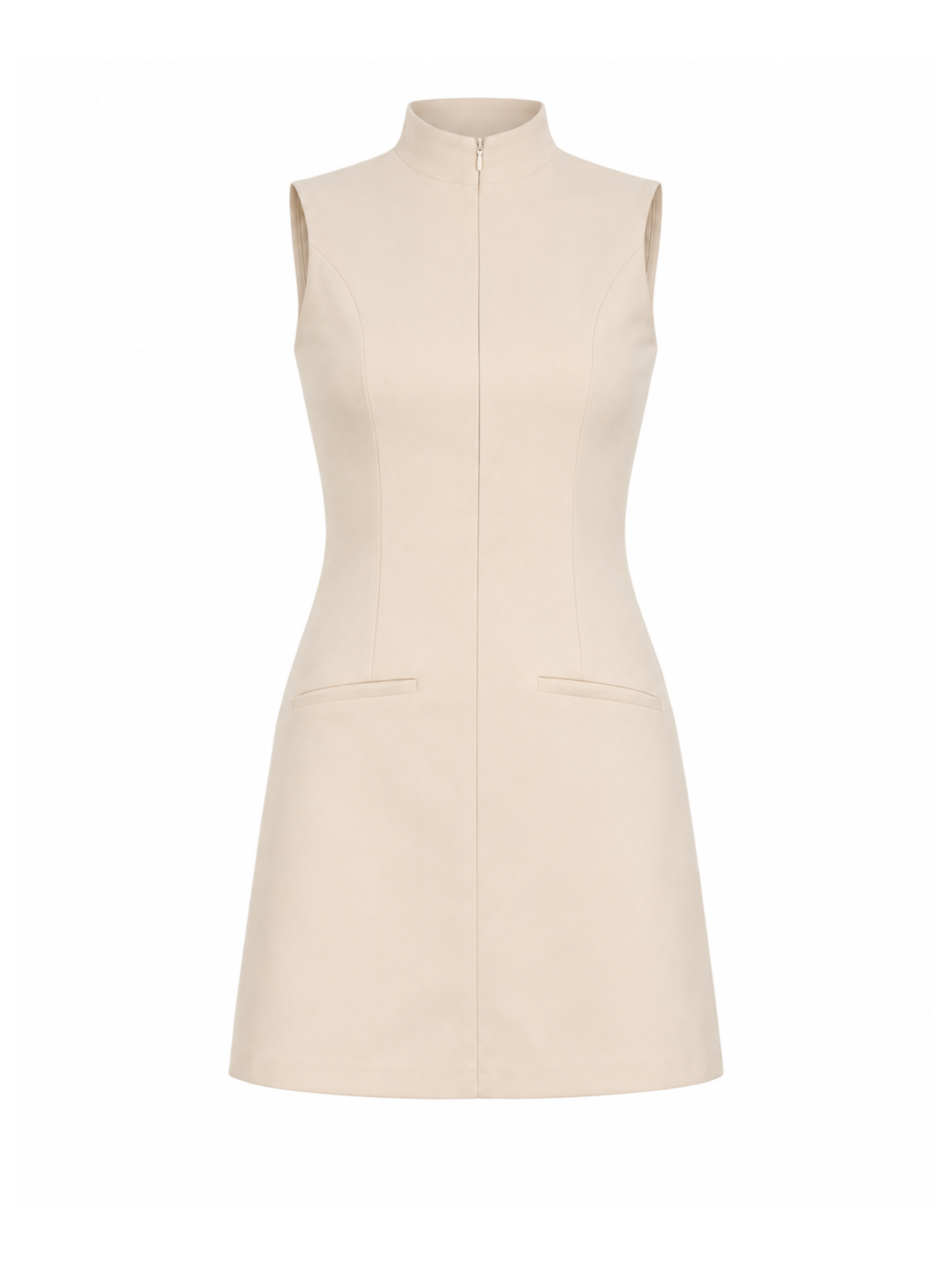 Lyra Zip-Front Structured Mini Dress