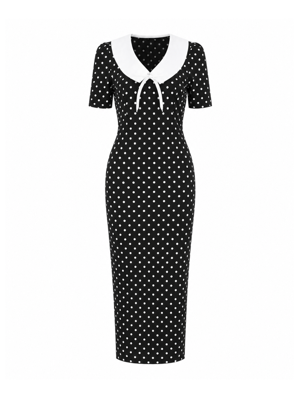 Phoebe Polka Dot Contrast Collar Midi Dress