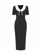 Phoebe Polka Dot Contrast Collar Midi Dress