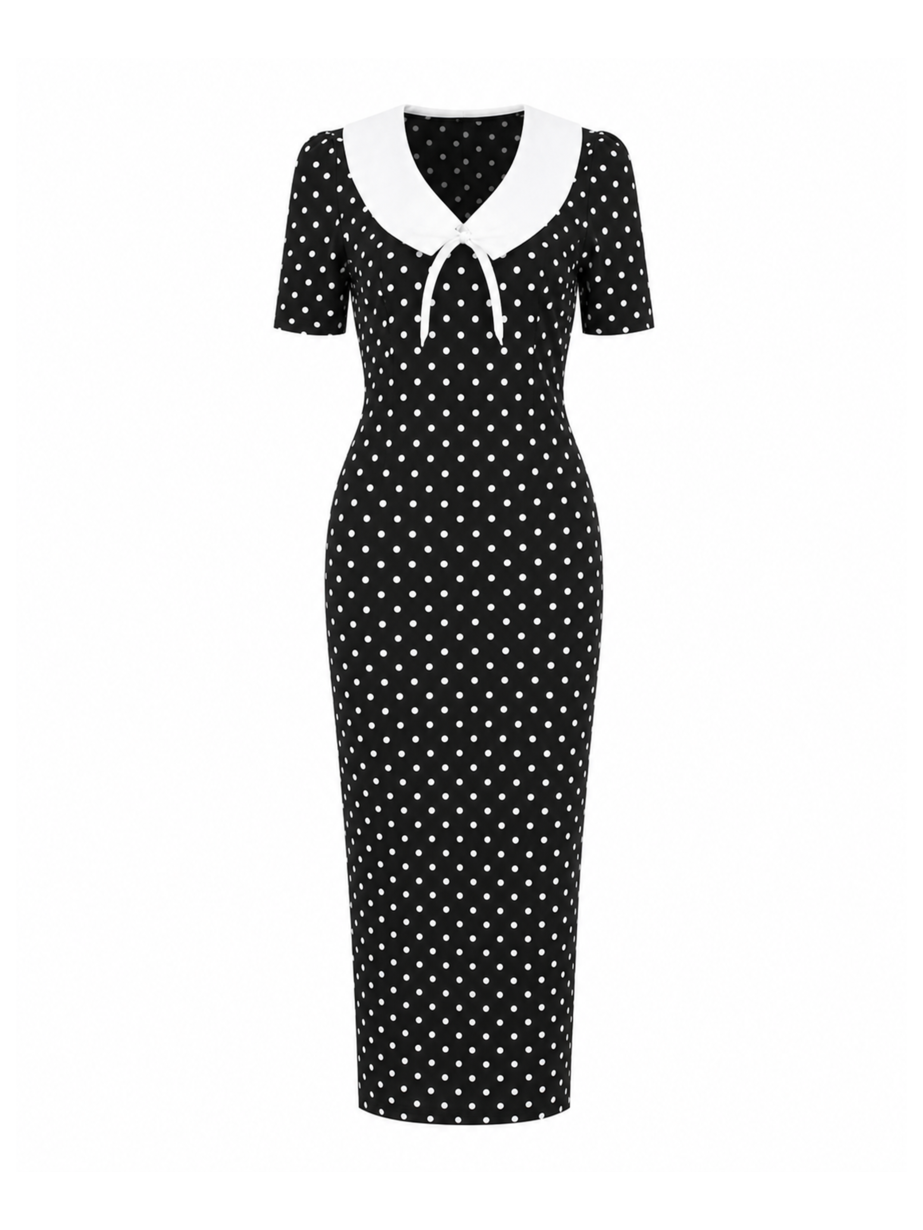 Phoebe Polka Dot Contrast Collar Midi Dress