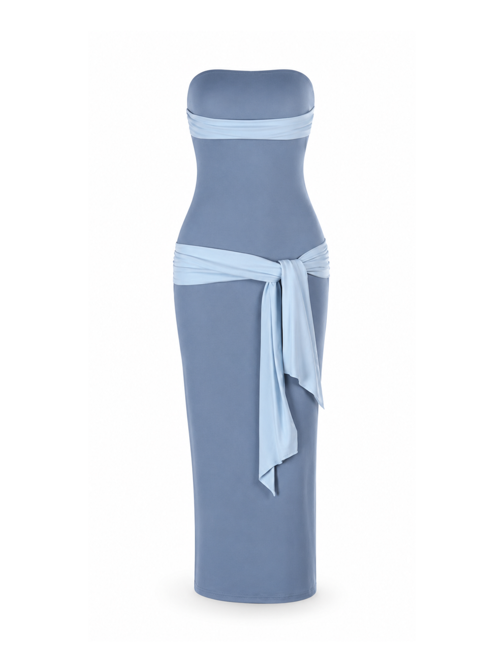 Velira Strapless Midi Dress with Tie Detail